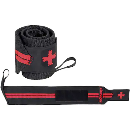 Front. Harbinger - Harbinger Red Line Weight Lifting Wrist Wraps - Black.