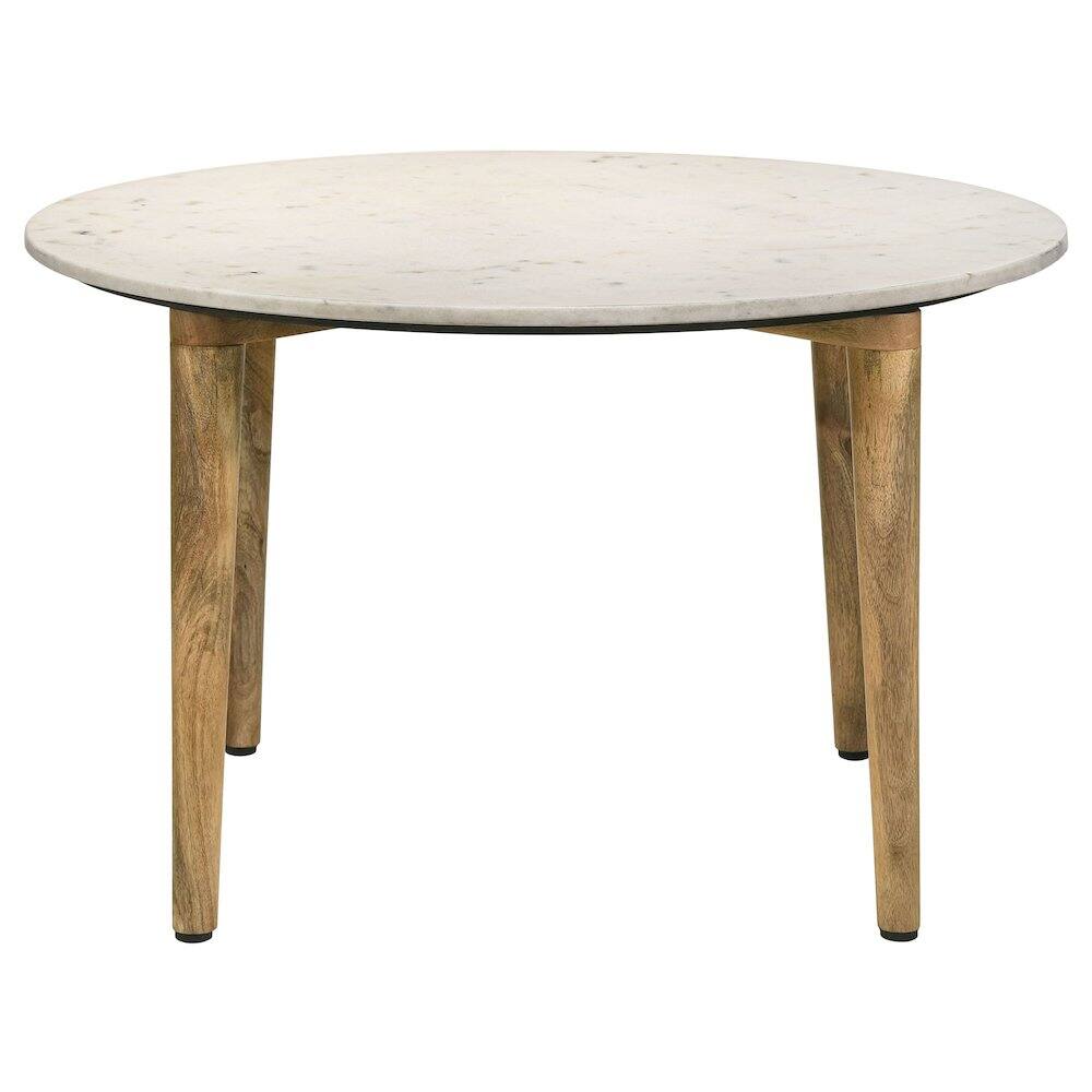 Alt View 2. Coaster Co. of America - Aldis Round Marble Top Coffee Table White and Natural - White.