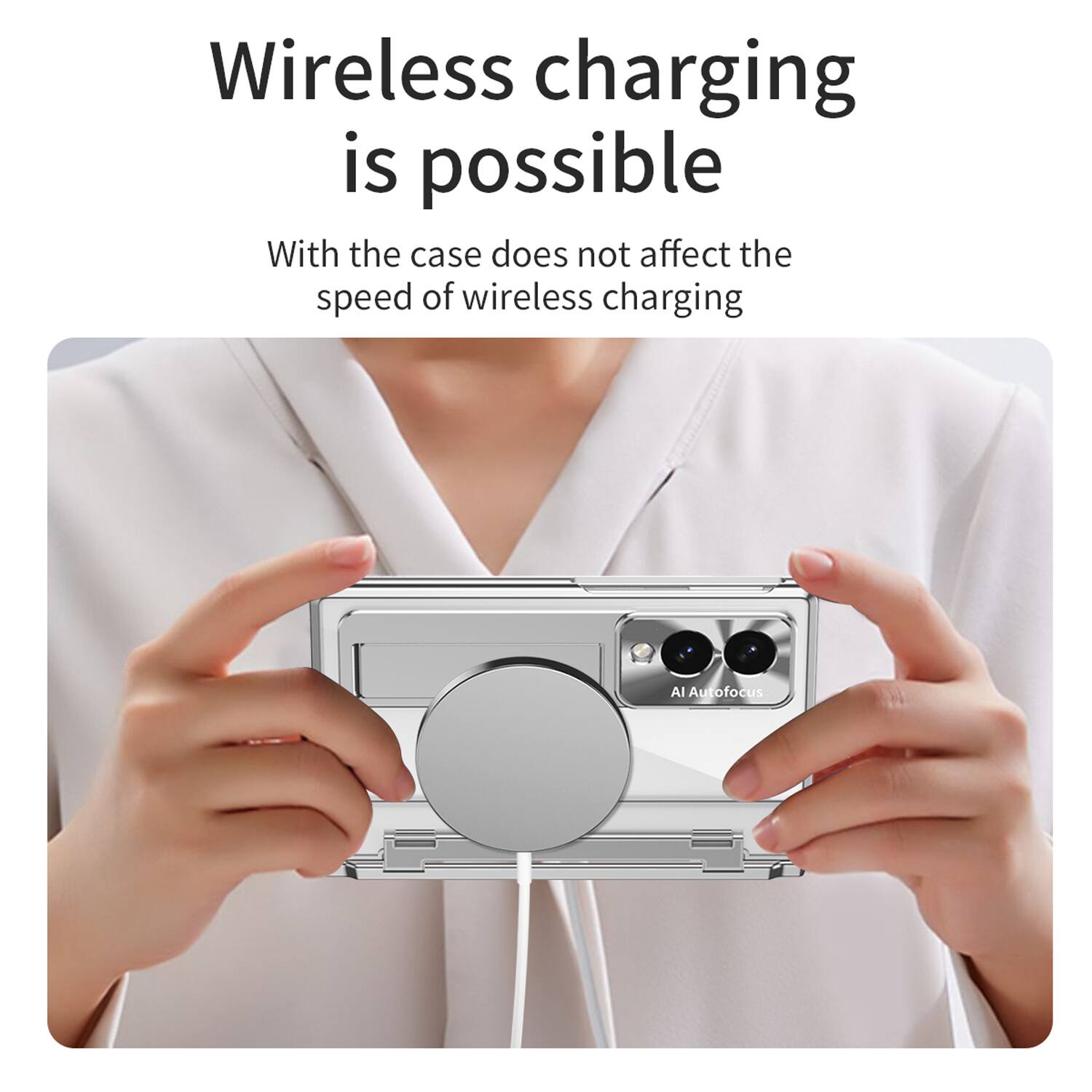 Wireless charging is possible. With the case, it does not affect the speed of wireless charging.