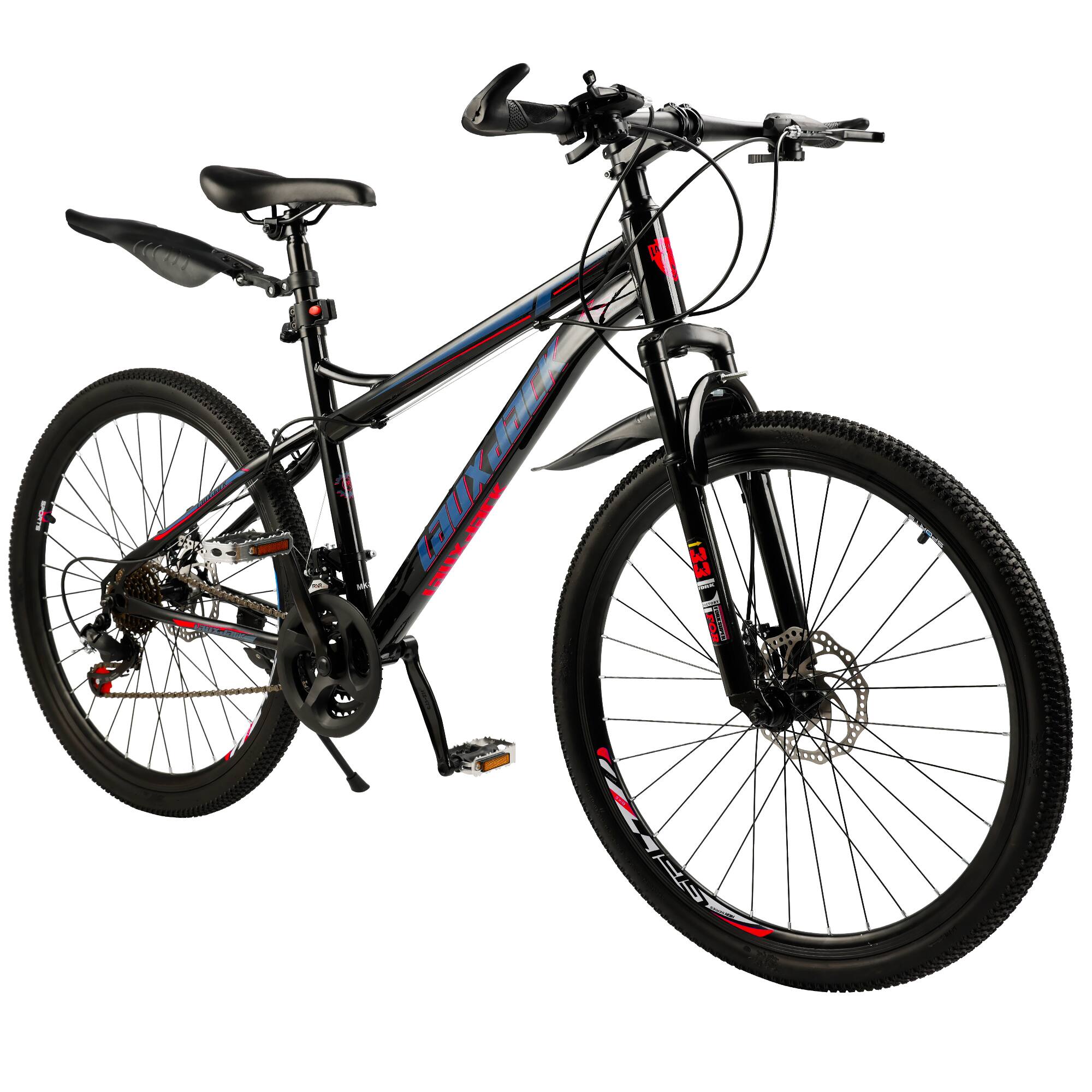 Angle. Topteng - 26" Mountain Bike For Adult-Shimano 21 Speed, High Carbon Steel Frame, Dual Disc Brakes Bicycle For Men/Women Black&Red - Black&Red.