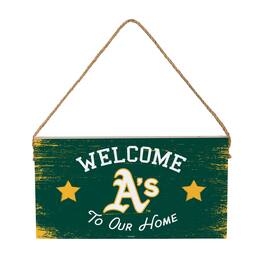 Evergreen Enterprises - Athletics 6" x 11" Welcome Home Wood Wall Sign with Rope Hanger - Multicolor