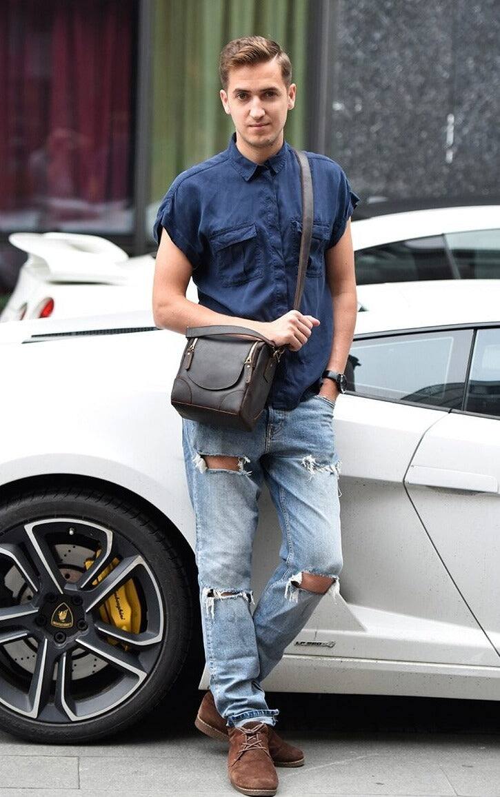 Alt View 2. Steel Horse Leather - The Calista | Small Leather Camera Bag - Dark Brown.