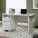 Front. Sauder - Porto Palma Single Ped Desk Ha - SGS Laminate Haze Acacia.