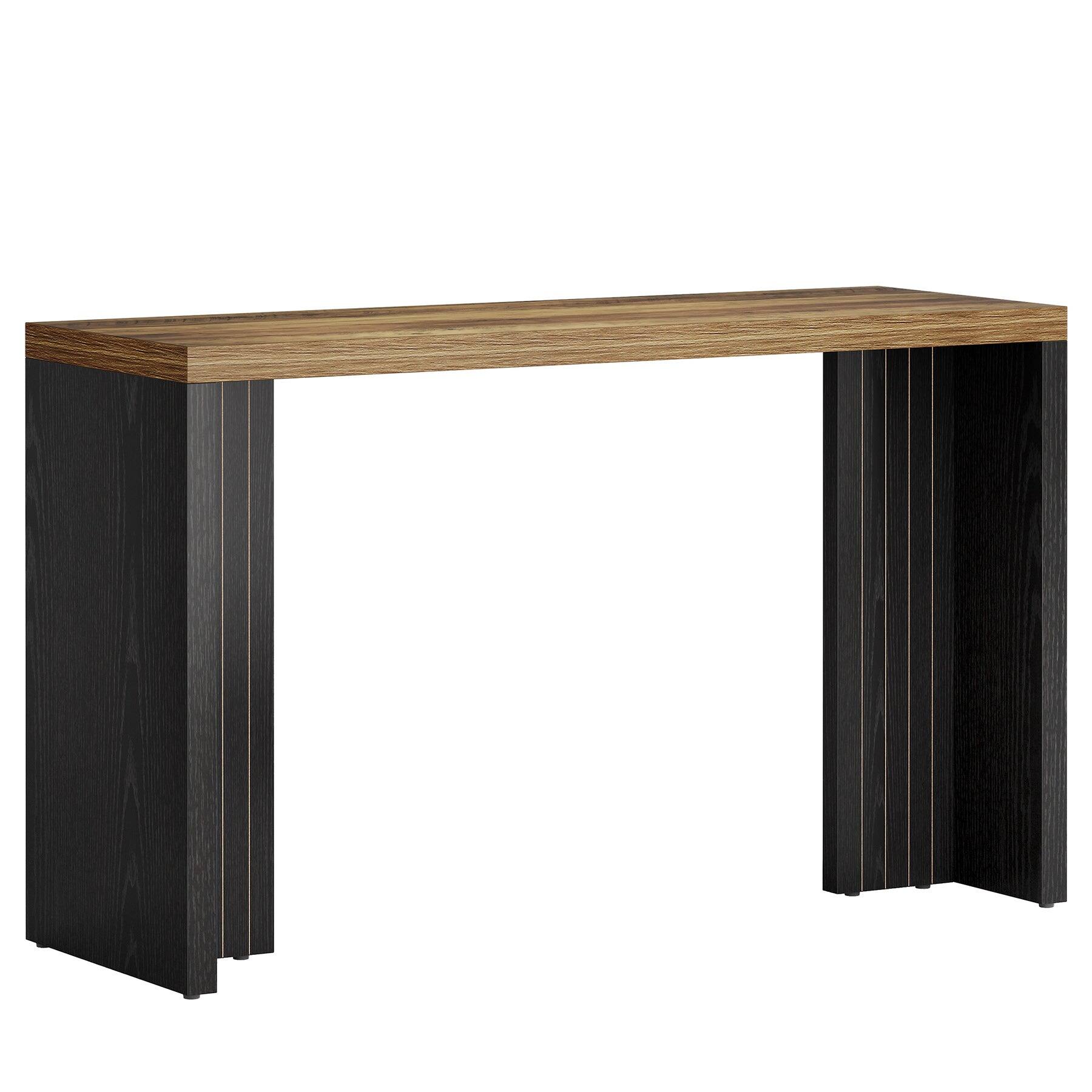 Alt View 2. Tribesigns - Bar Table with Wood Construction and Faux Marble Top for Dining Room, Kitchen and Living Room - Brown.