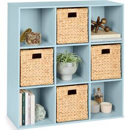 Best Choice Products - 9-Cube Bookshelf, 13.5in Display Storage System, Organizer w/ Removable Back Panels - Light Blue
