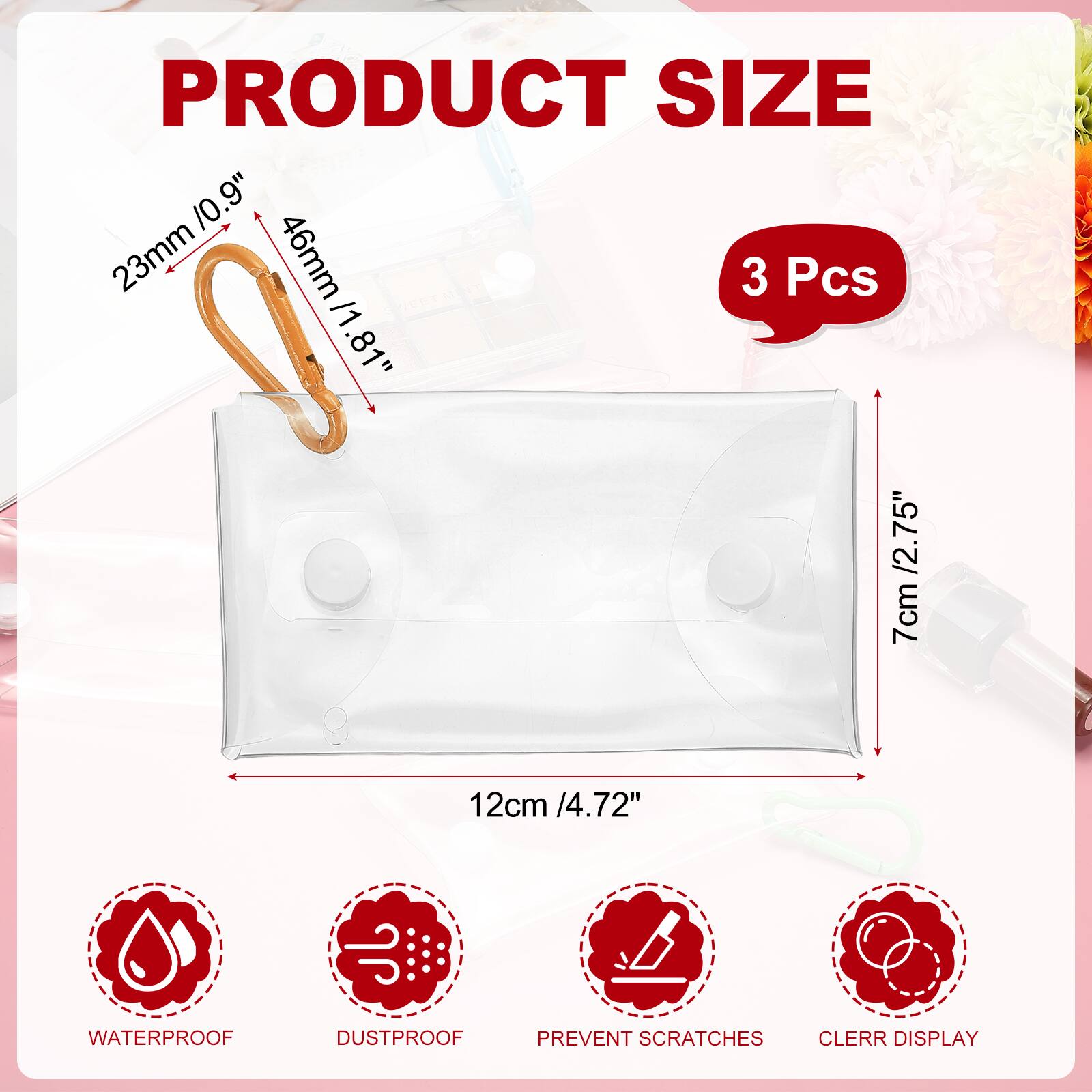 Unique Bargains 3pcs Clear Coin Purse with Snap Hook, 3x4.7in ...