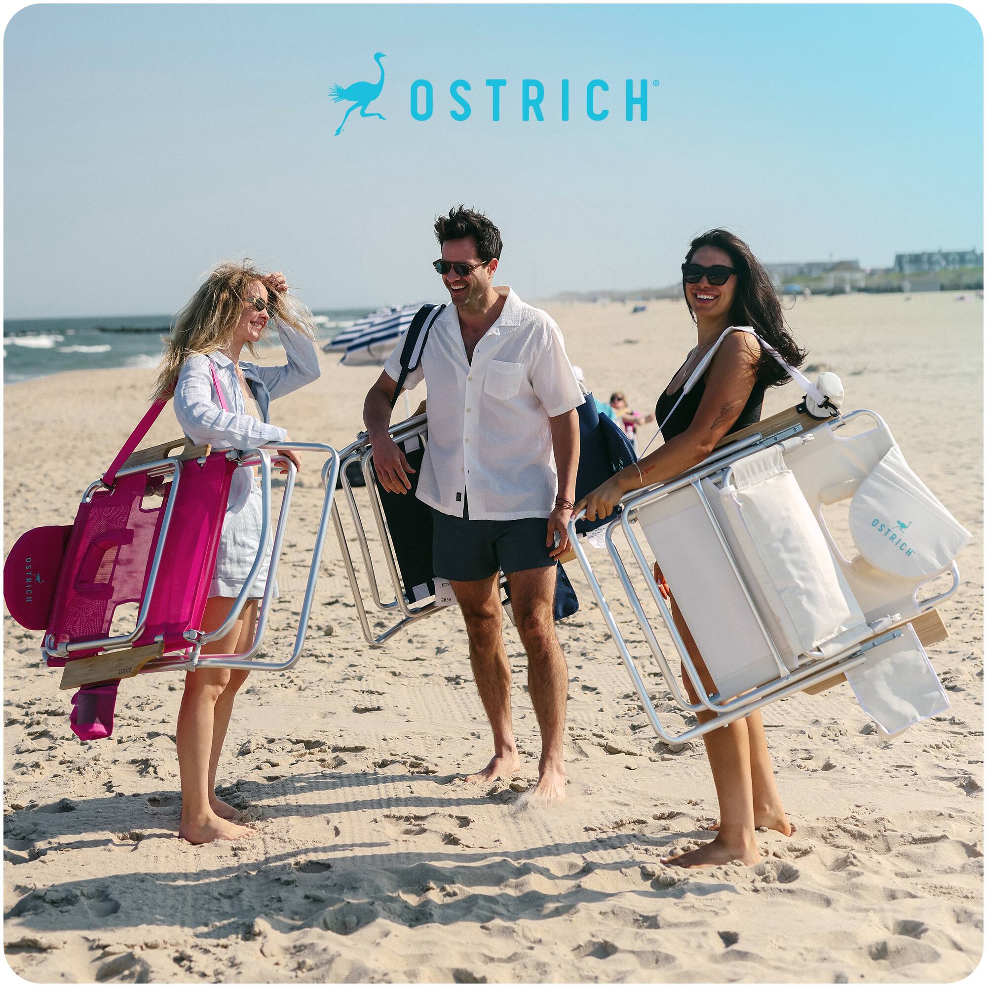 Ostrich The Deluxe 3N1 Lightweight Outdoor Beach Lounge Chair w