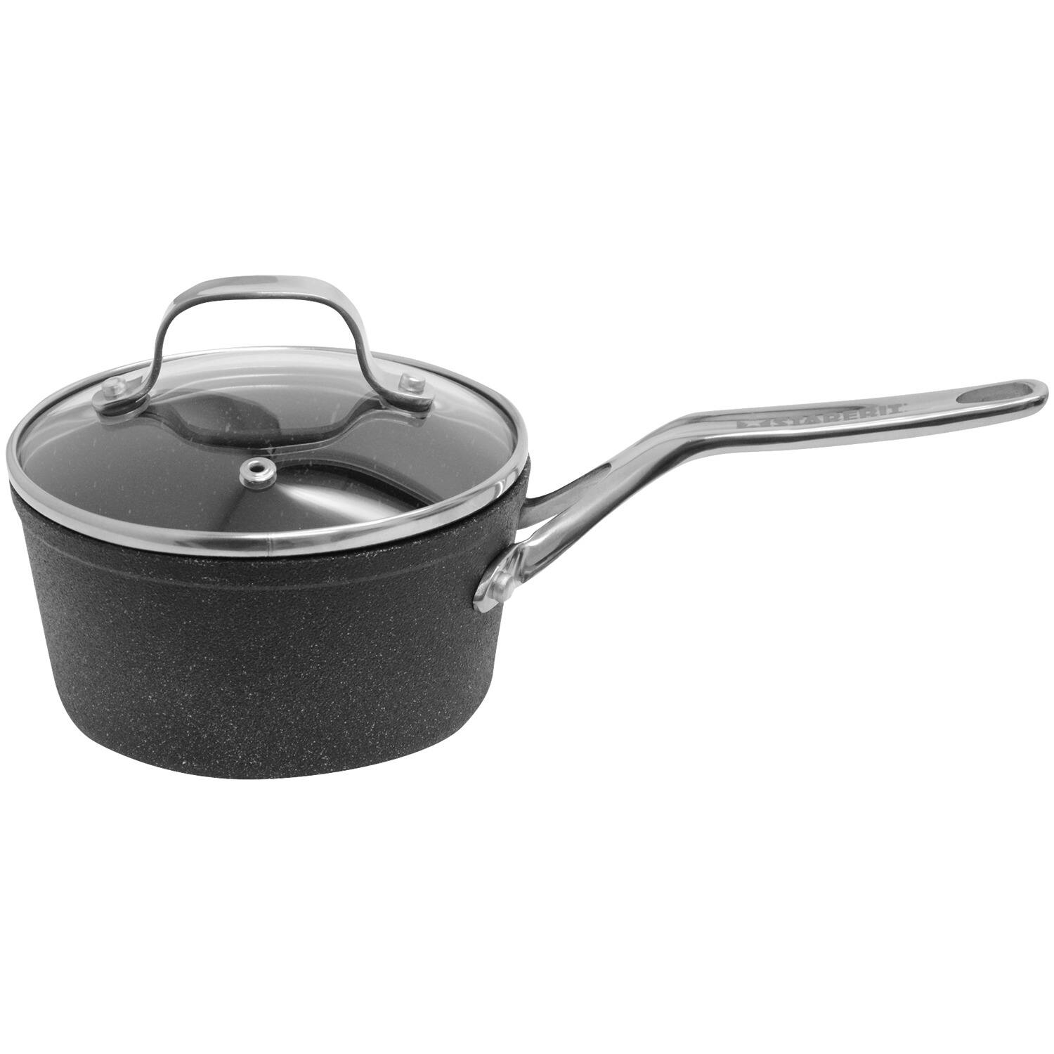 Alt View 2. THE ROCK by Starfrit - The Rock By Starfrit 060319-001-0000 10-piece Cookware Set With Stainless Steel Handles - black.