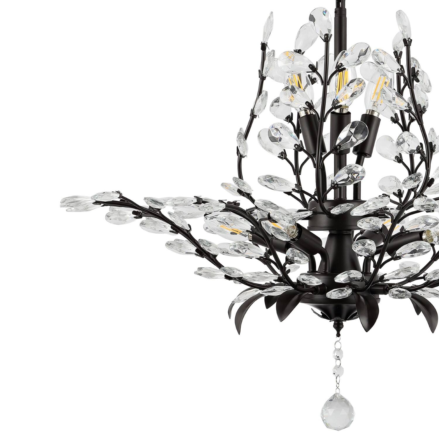 Alt View 3. Jonathan Y - Diantha 28.5" 7-Light Contemporary Bohemian Iron/Acrylic LED Pendant, Oil Rubbed Bronze/Clear - Oil Rubbed Bronze/Clear.