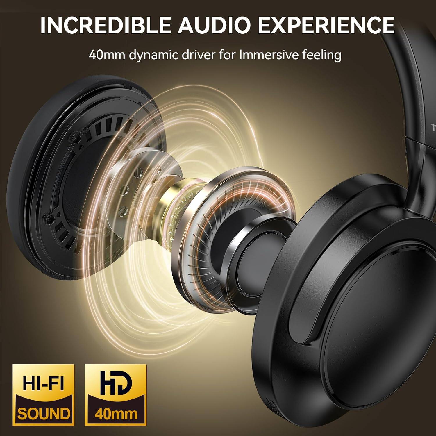 TECKNET Noise Cancelling Headphones, Wireless & Wired, 70H, Over Ear ...