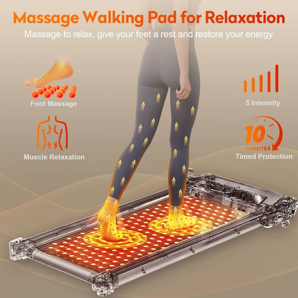Massage Walking Pad for Relaxation  
Massage to relax, give your feet a rest and restore your energy  
Foot Massage  
Muscle Relaxation  
5 Intensity  
10 MINUTES  
Timed Protection