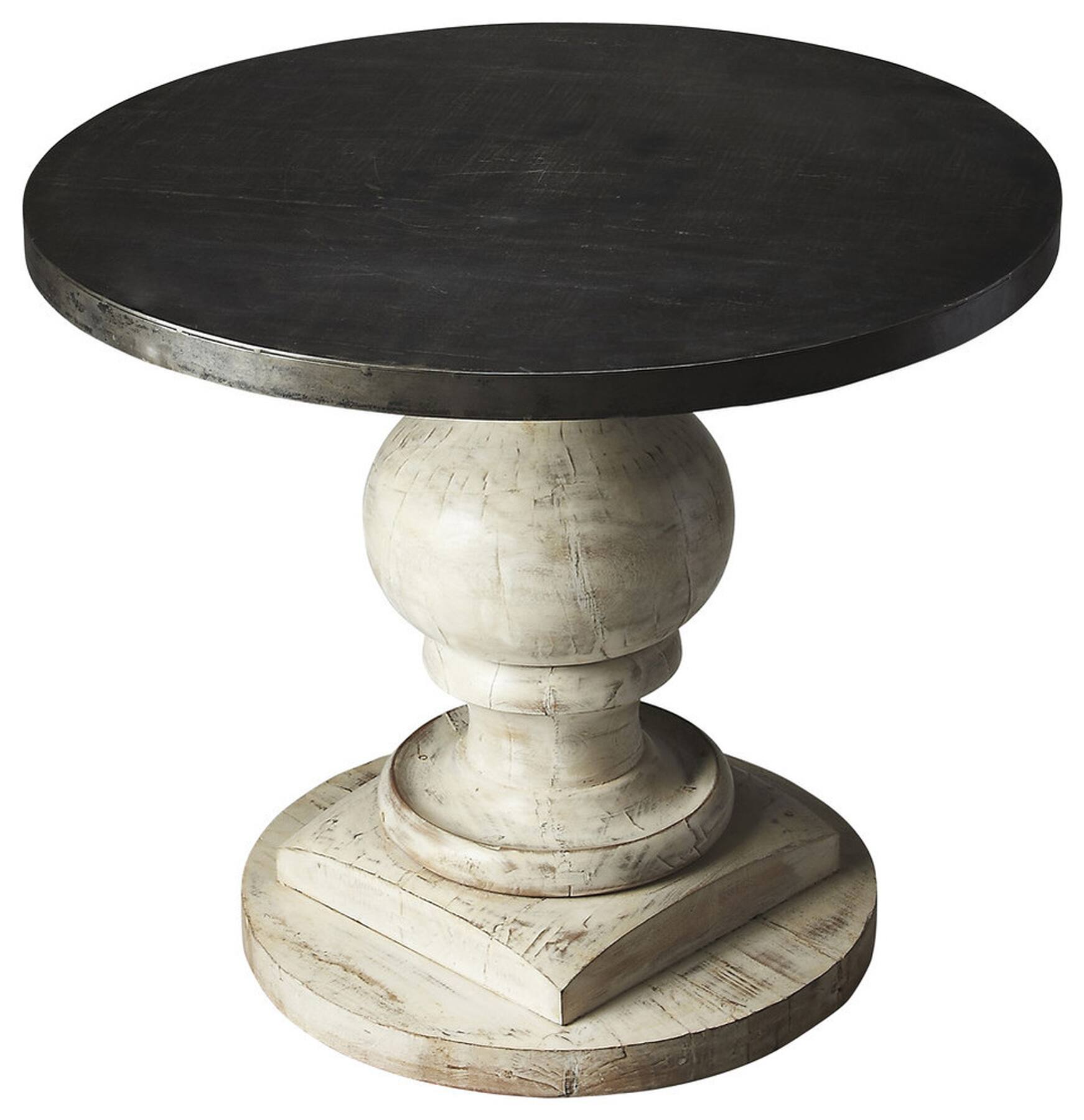 Front. Butler Specialty - Pompei 36 in. W Round Metal and Wood Pedestal Foyer Table - Multi-Color.