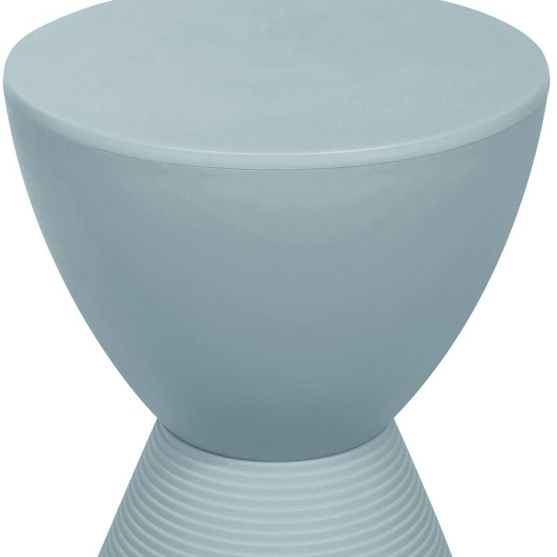 Alt View 2. LeisureMod - Boyd Modern Round Hourglass Accent Side Table, Drum Storage Table with Ribbed Base for Indoor/Outdoor - Dusty Blue.
