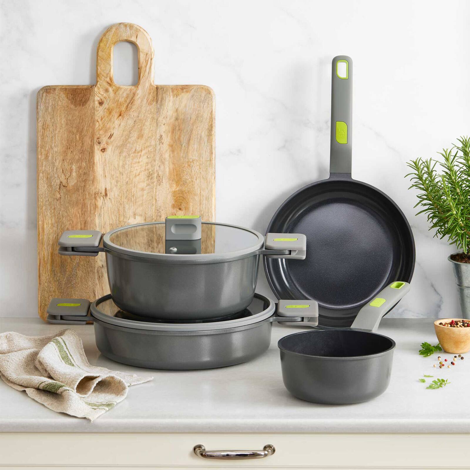 Alt View 7. BRA Cookware - Life Ceramic Nonstick Frying Pan, 8-Inch Recycled Cast Aluminum Skillet - Black.