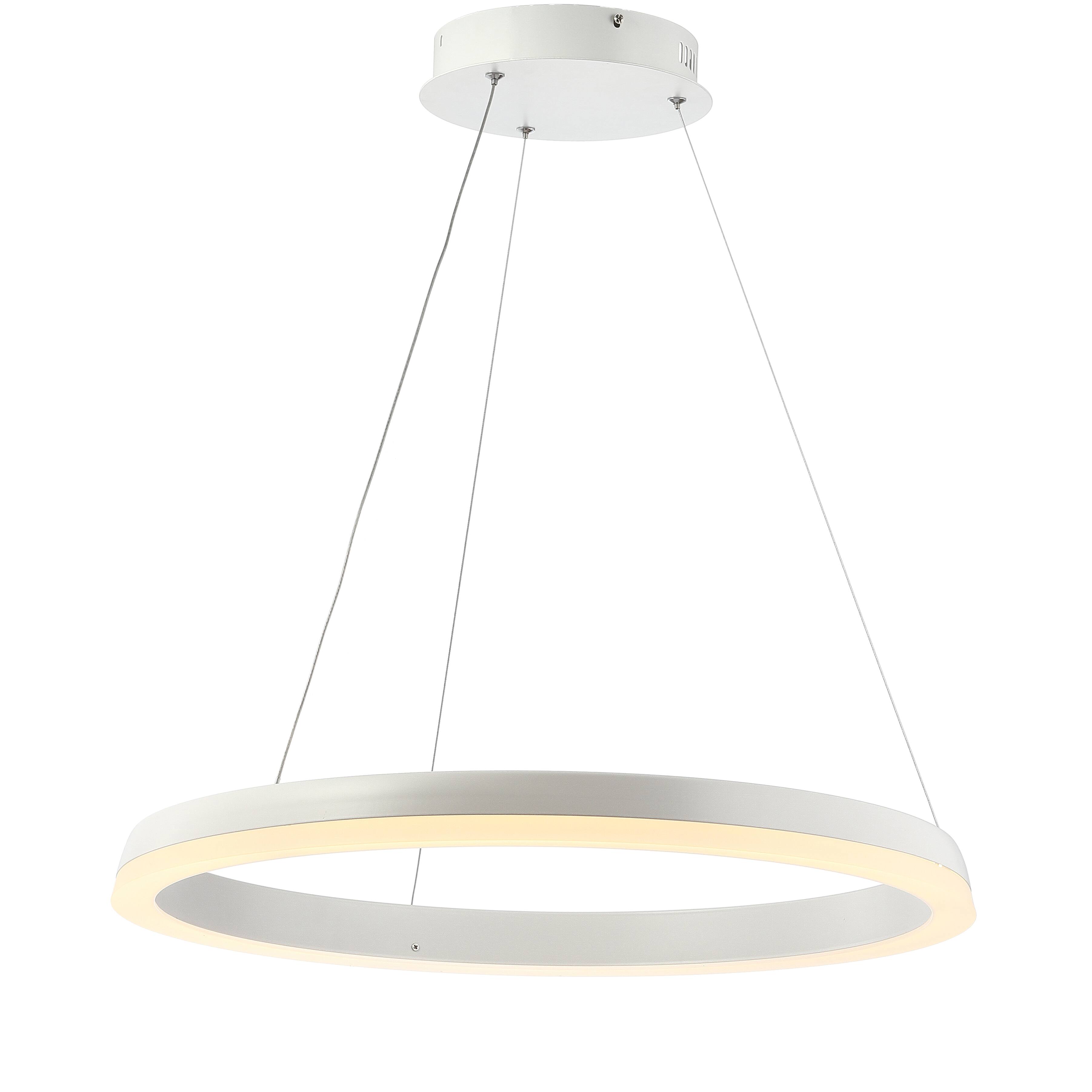 "Jonathan Y - Baxter 23.5"" 1-Light Modern Contemporary Aluminum Integrated LED Hoop Pendant, Matt White - Matte White" price history on PriceWatchPro
