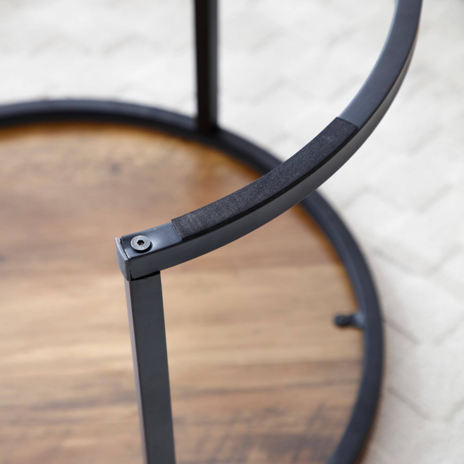 Alt View 5. Ecooso - Set of 2 Coffee Table Nesting Side Round  End Table Top Sturdy Metal Frame Desk Centerpiece Living Room Bedroom - Walnut.