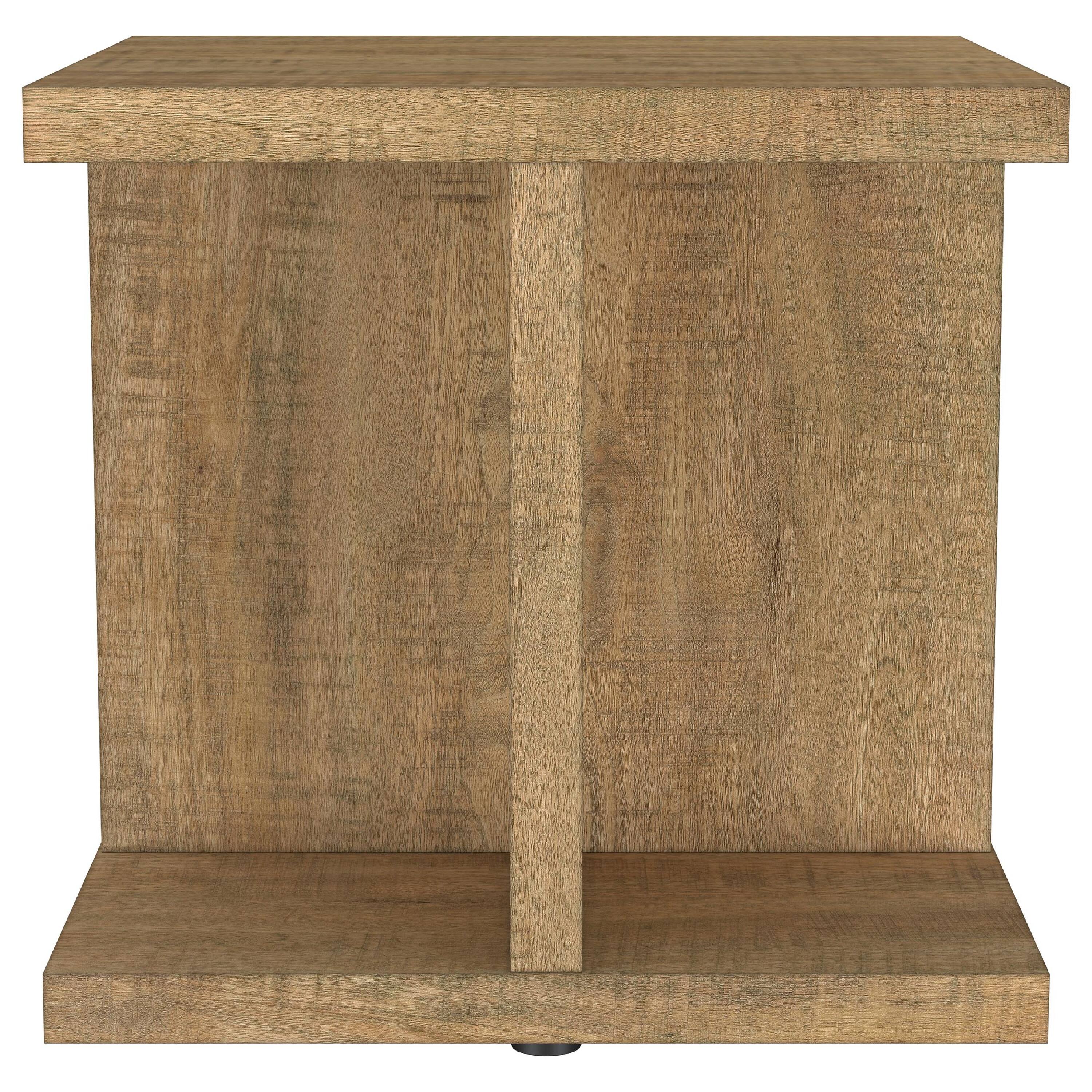 Alt View 1. Manhattan Lane - Chet Square End Table with Open Cube Base, Mango Finish Wood 24 Inch - Mango Brown.