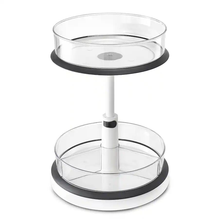 Angle. Sorbus - Sorbus 2-Tier Clear Lazy Susan Turntable Organizer - 360° Rotating Spice Rack with Non-Slip Base for Kitchen Cabinet - Clear.