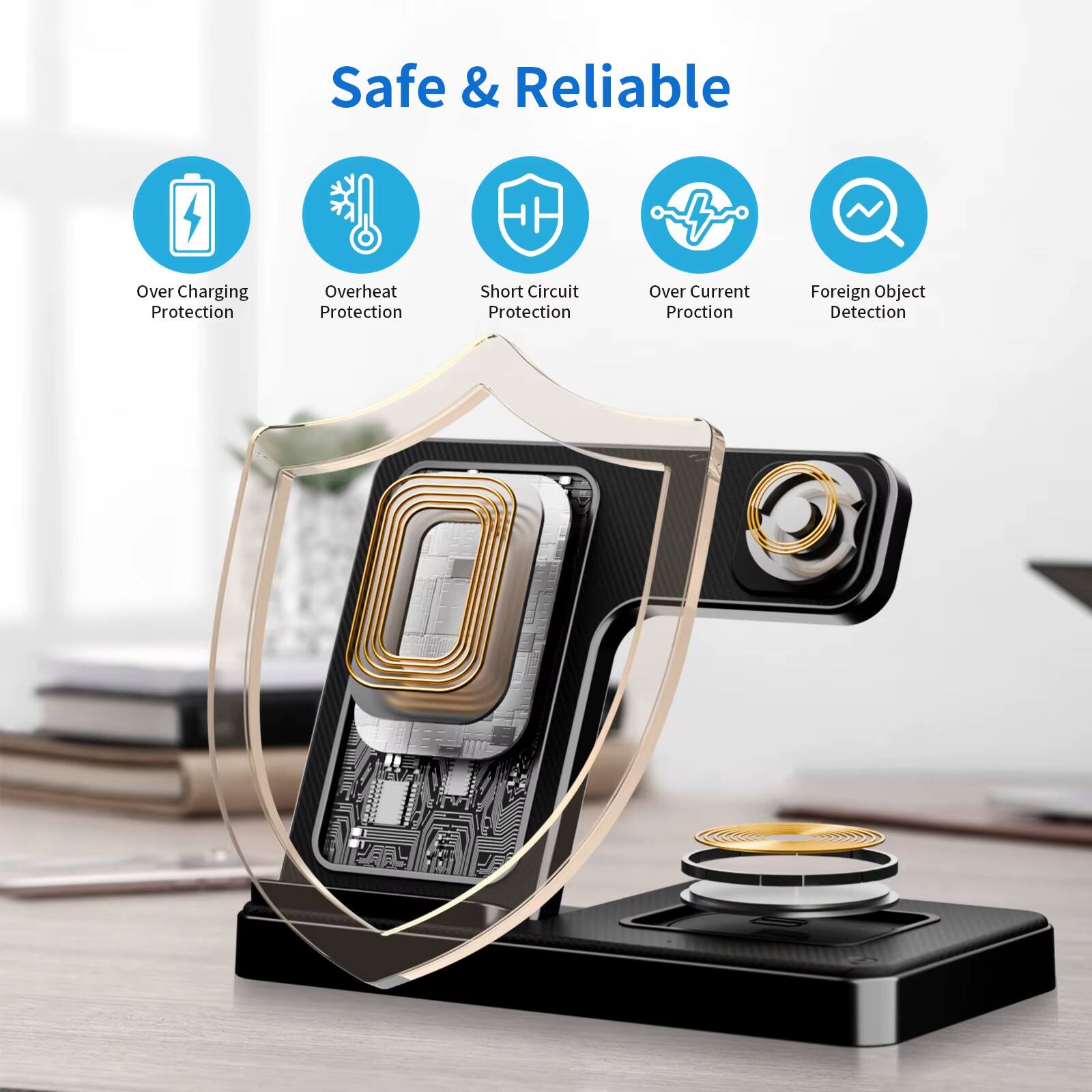 Safe & Reliable

- Over Charging Protection
- Overheat Protection
- Short Circuit Protection
- Over Current Protection
- Foreign Object Detection