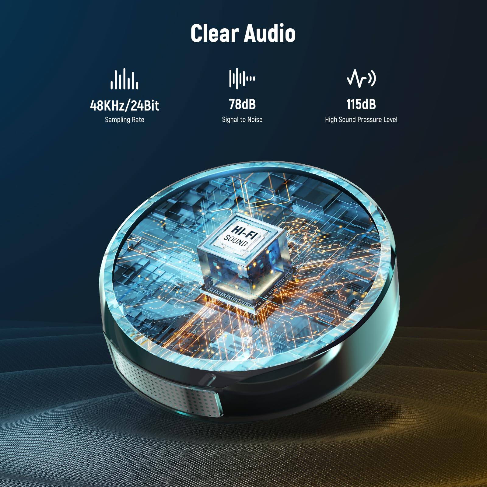 Clear Audio  
48KHz/24Bit Sampling Rate  
78dB Signal to Noise  
115dB High Sound Pressure Level  
SOUND HI-FI