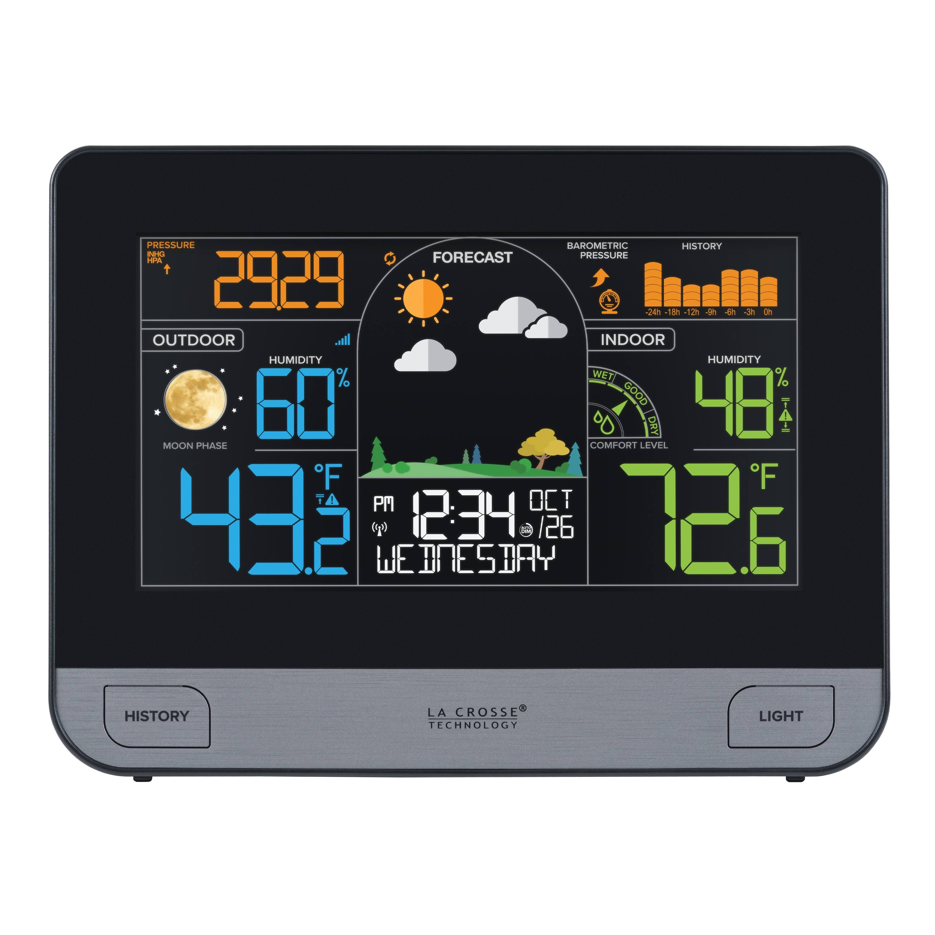 La Crosse Technology - Wireless Digital Color Weather Station with Atomic Time - Black/Silver price history on PriceWatchPro