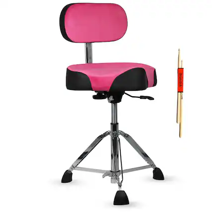 Front. 5 CORE - 5 Core Drum Throne w Backrest 4" Padded Stool Airlift 25" Adjustable Drummer Stool 441Lb Capacity - Cherry.