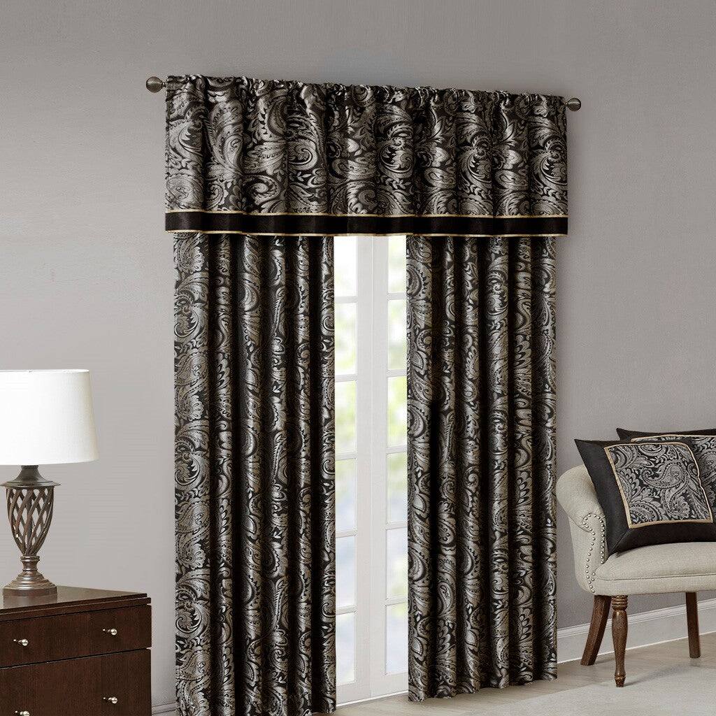 Alt View 8. BreeBe - Jacquard Curtain Panel Pair(2 Pcs Window Panels) - Black.