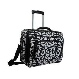 World Traveler - 17-Inch Rolling Computer Case with Telescopic Handle and In-Line Skate Wheels – Heavy-Duty 600D Polyester - Damask