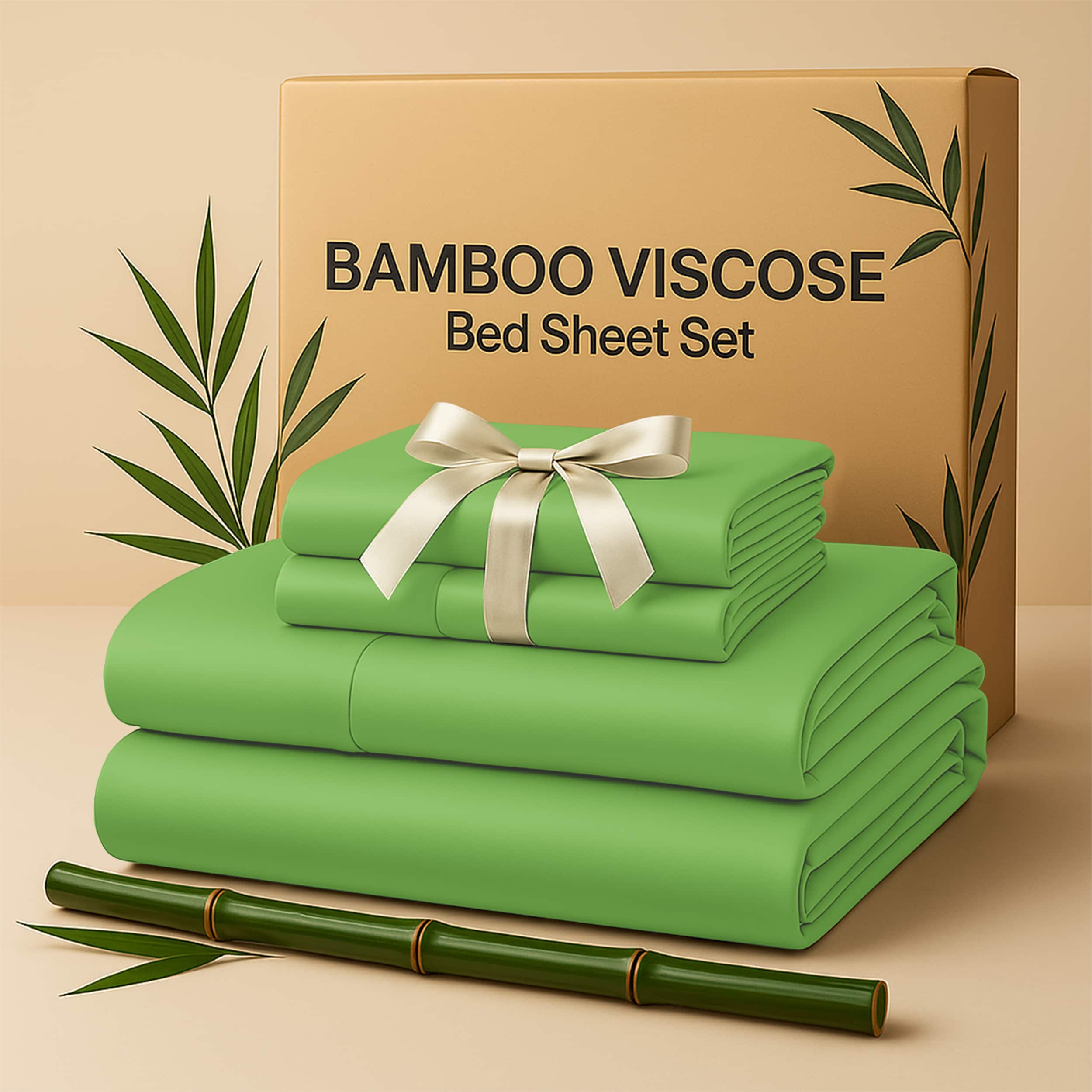 Lux Decor Collection - Rayon from Bamboo Blend Queen Bed Sheets, 4-Piece Cooling Sheet Set with 16-Inch Deep Pockets - Sage