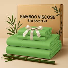 Lux Decor Collection - Rayon from Bamboo Blend Queen Bed Sheets, 4-Piece Cooling Sheet Set with 16-Inch Deep Pockets - Sage
