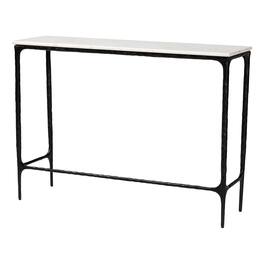 Baxton Studio - Edsel Marble Console Table - Modern Rustic Accent Table with Hand-Forged Metal Frame, Rectangle - Marble White/Black
