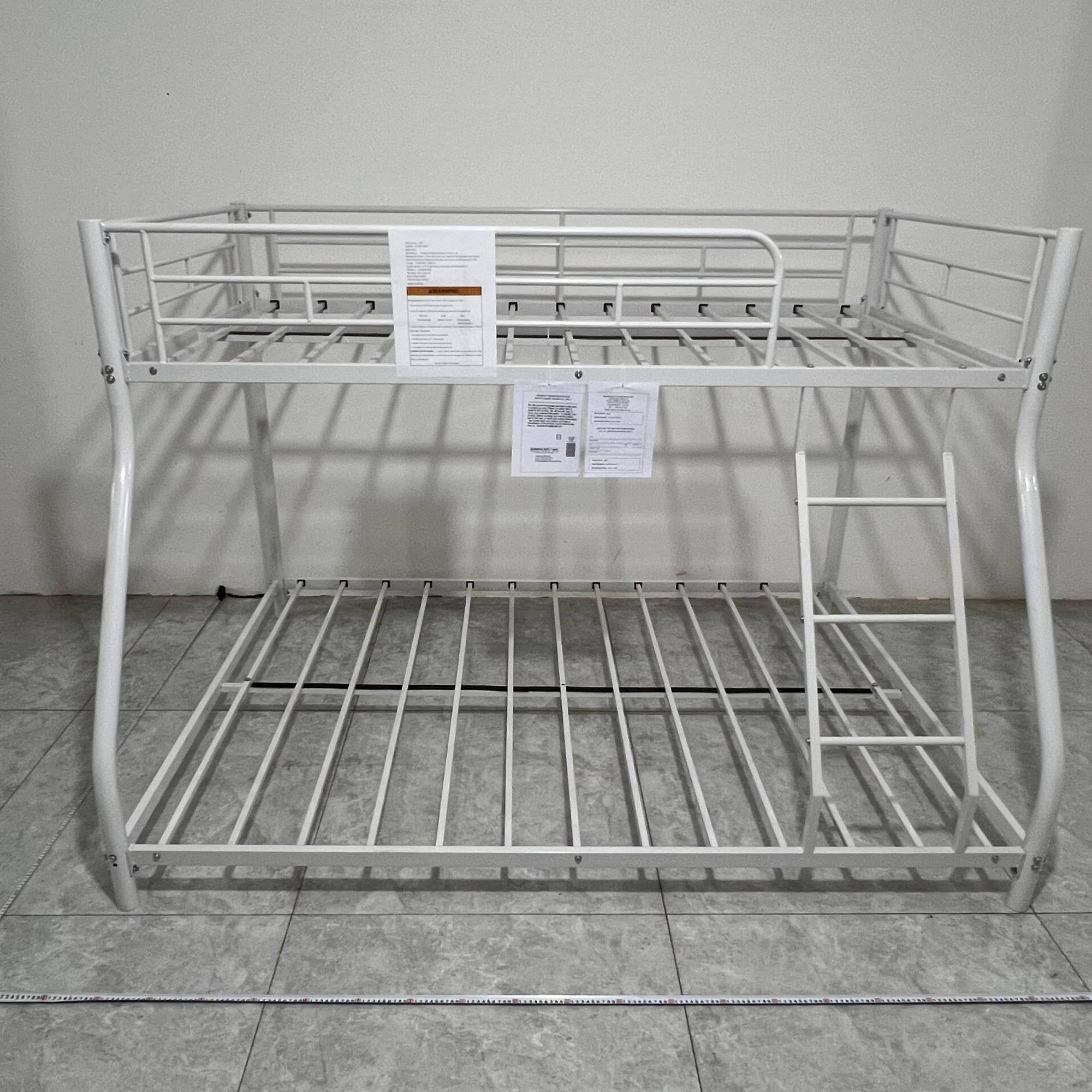 Alt View 4. GOODSILO - Twin Over Full Metal Bunk Bed with Removable Stairs and Integrated Storage, Heavy Duty Frame for Teenagers and Adults - White.