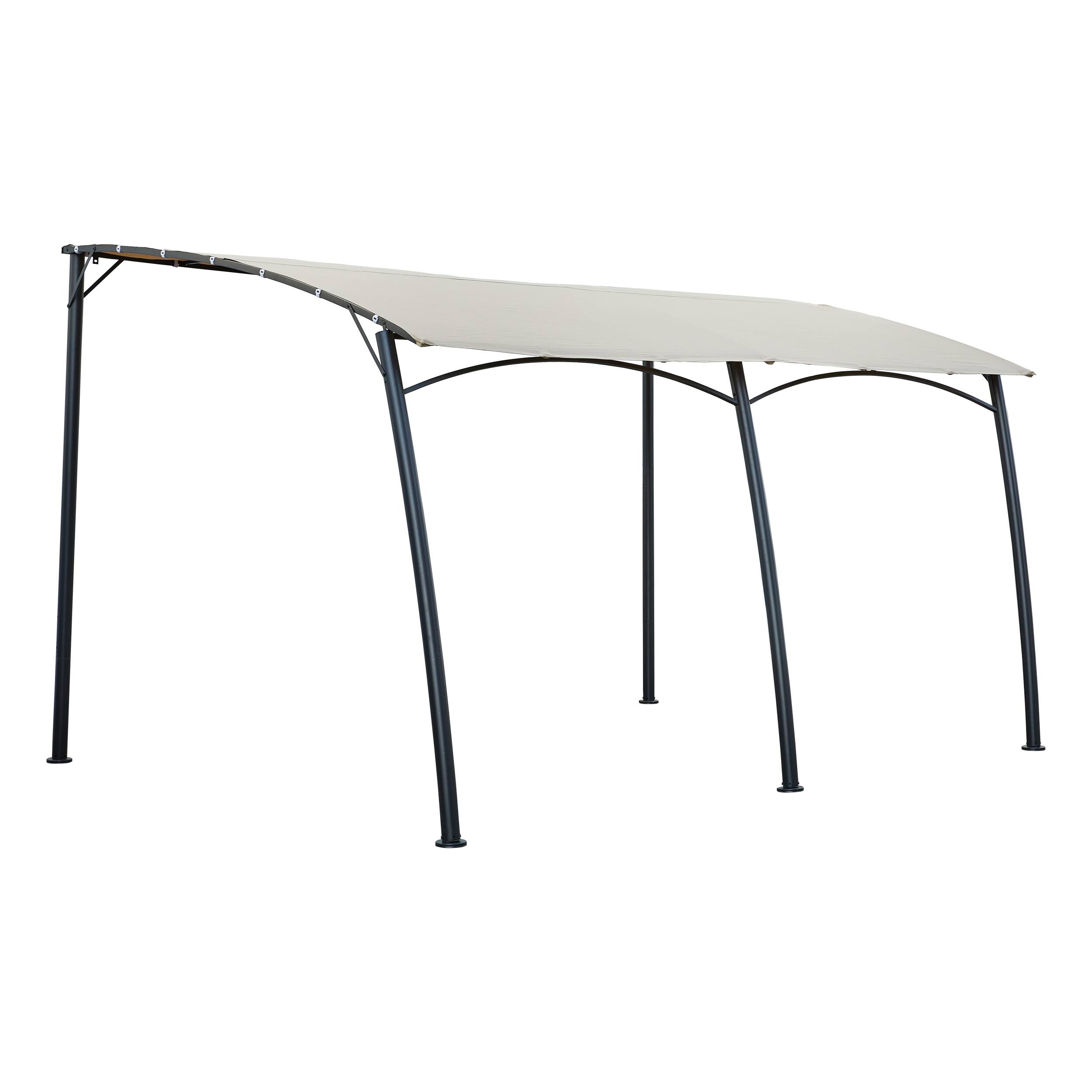 Back. Mondawe - Steel Outdoor Pergola Gazebo Patio Canopy - Khaki.