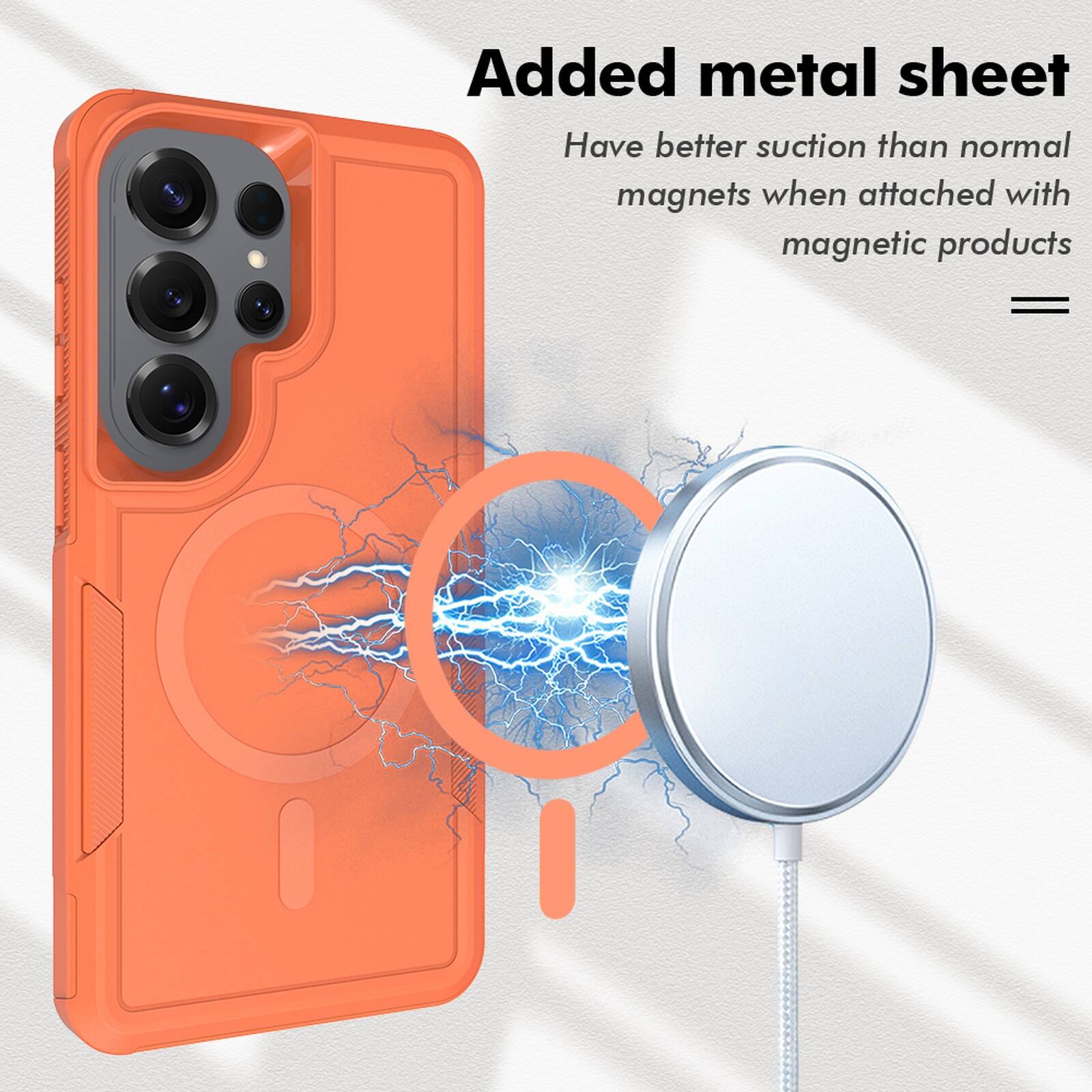 Added metal sheet  
Have better suction than normal magnets when attached with magnetic products