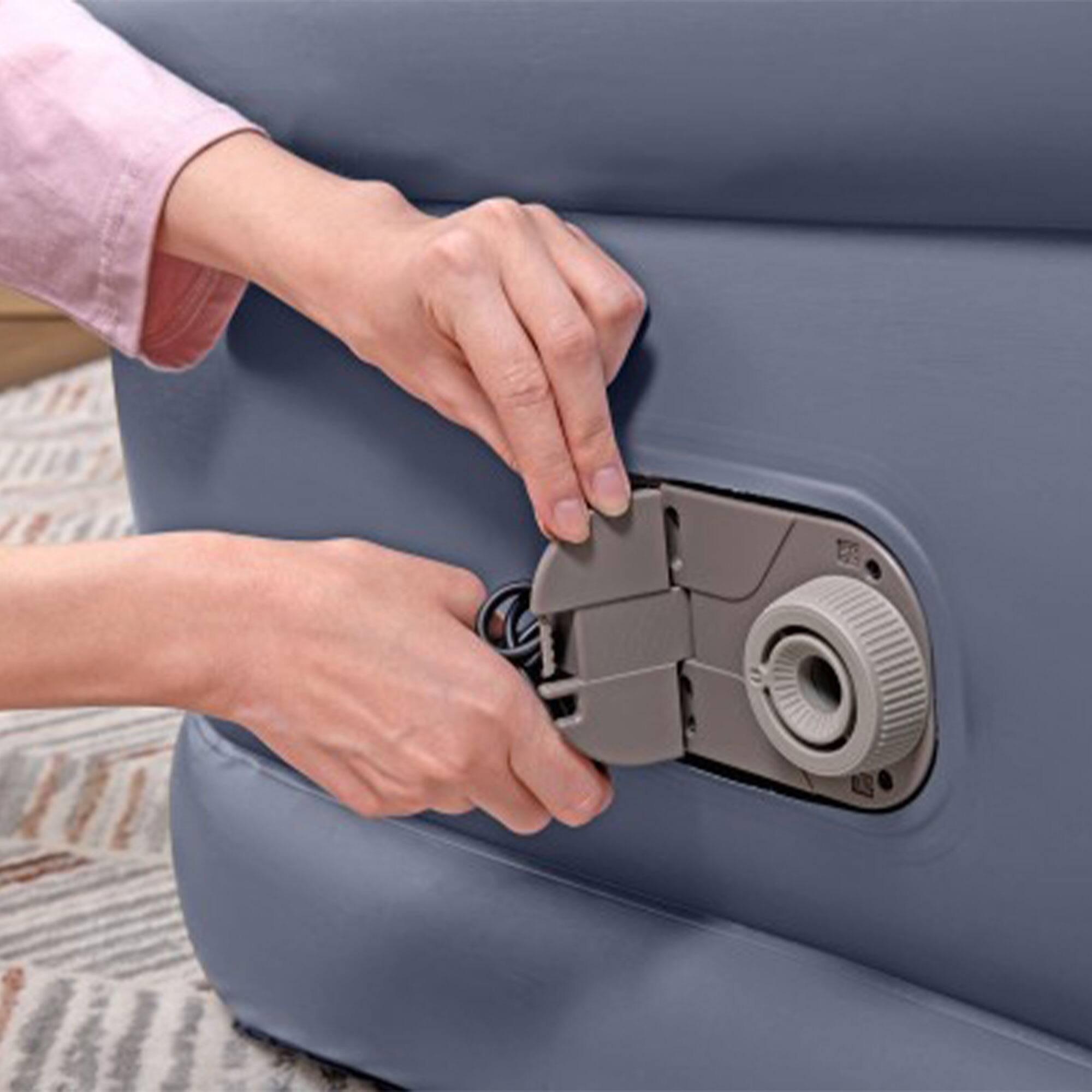 Alt View 4. Bestway - Bestway Tritech Air Mattress Inflatable Twin-Sized Bed with Built-In AC Pump - Gray.