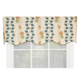 RLF Home - Dauphine Provance 100% Cotton with Fully Lined 3" Rod Pocket Valnance for Windows 50" x 15" - Teal