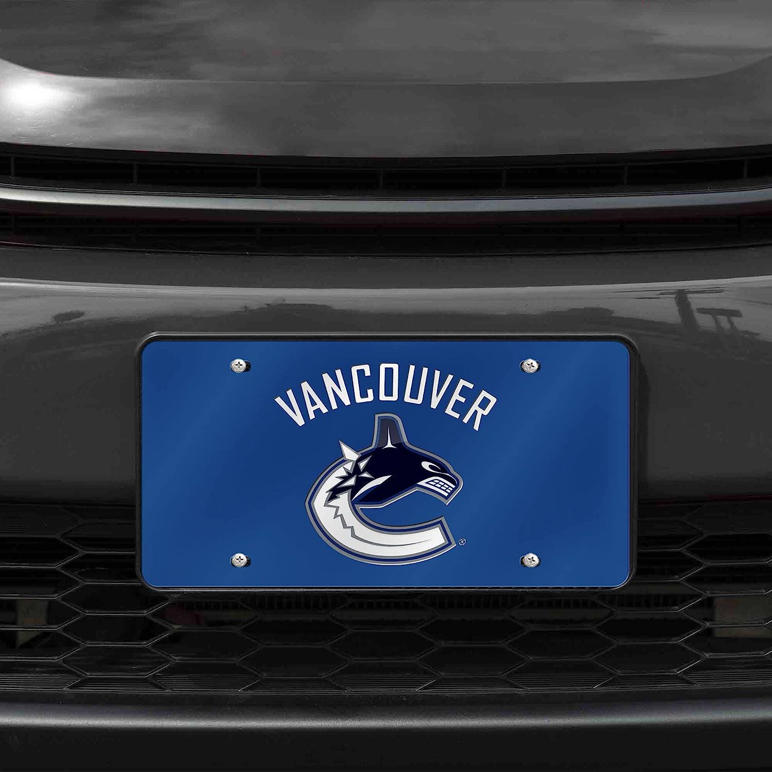 Alt View 1. Rico Industries - Vancouver Canucks NHL Logo Mirror Look LASER License Plate Auto Tag - Multi.