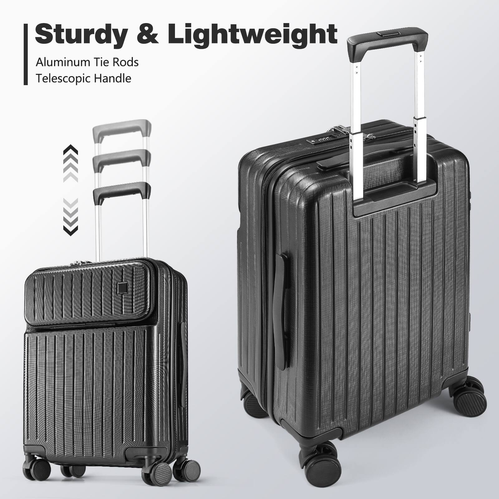 Sturdy & Lightweight  
Aluminum Tie Rods  
Telescopic Handle