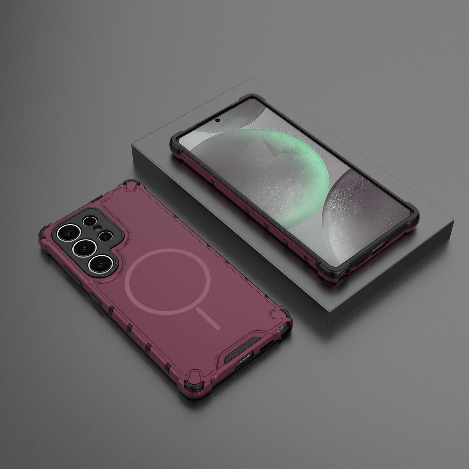 Back. UUCOVER - Magnetic Case for Samsung Galaxy S25 Ultra, Compatible with MagSafe, Shockproof Drop-proof Slim Heat Dissipation Cover - Plum.