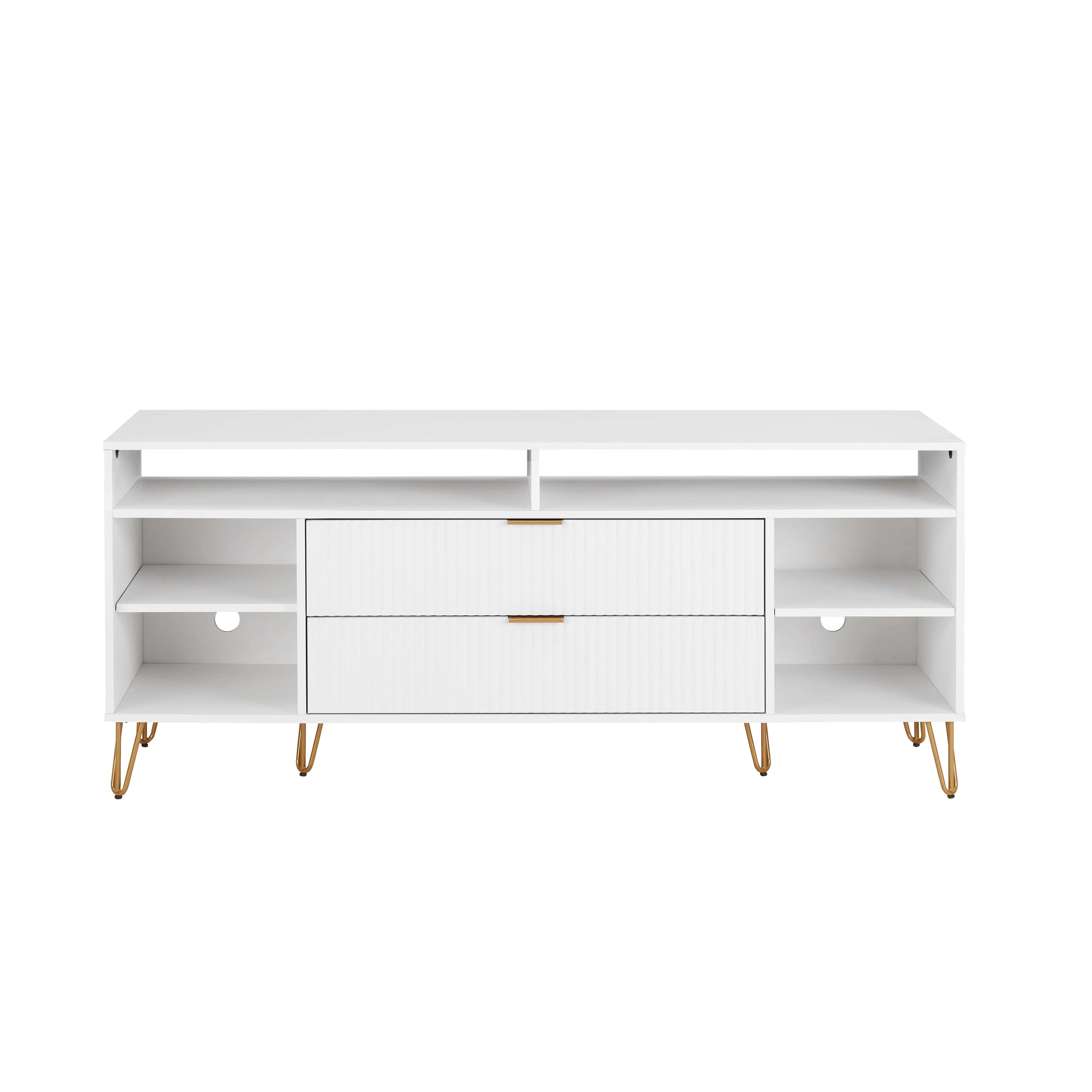TinyHomie - 63in Fluted TV Stand - White