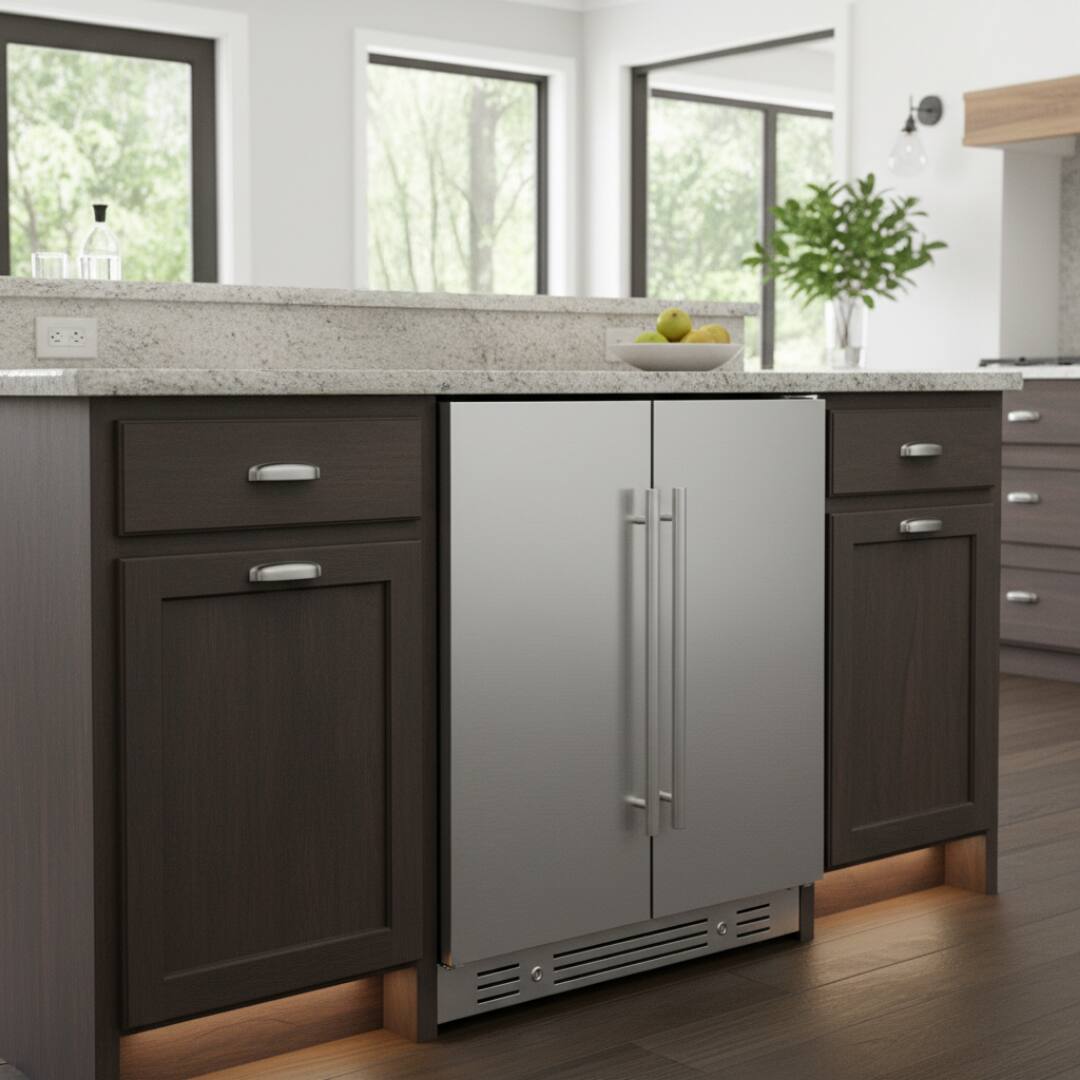 Alt View 6. Yeego - 24 inch  Outdoor Dual Zone Beverage & Wine Cooler , 60 Can+20 Bottle Stainless Steel Fridge, 34-65°F Temperature Control - Stainless Steel.