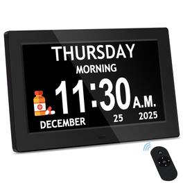 Dazzed Corner - 10.1'' Large Digital Clock, Digital Clock With Date - Black