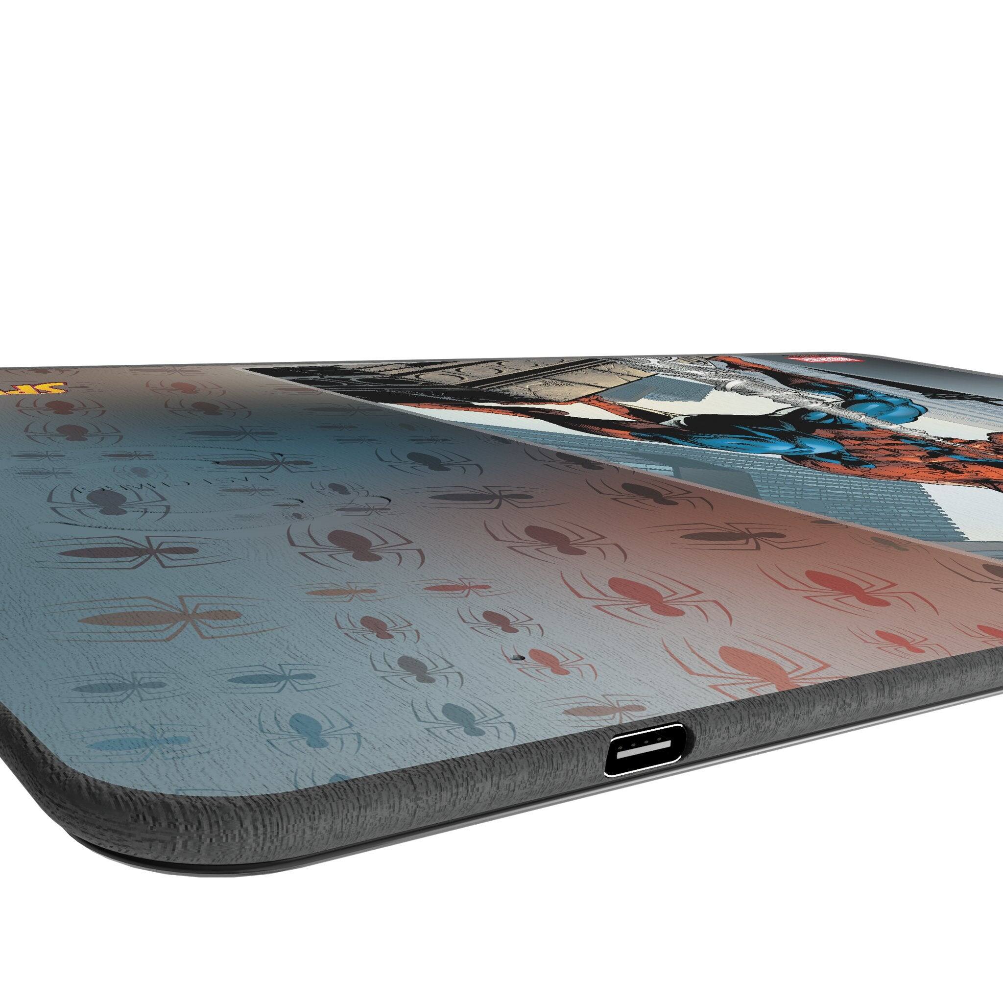Left. Keyscaper - Marvel Cover Art 15-Watt Wireless Charger and Mouse Pad - Spider-Man 2.