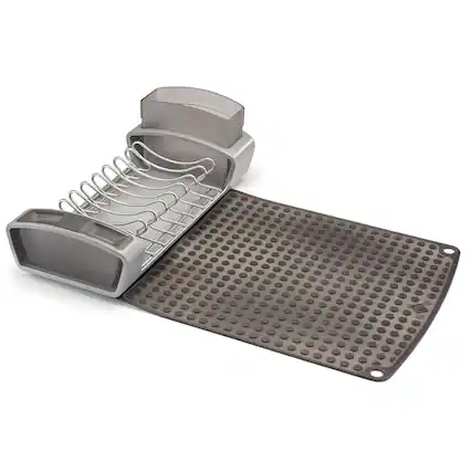 Front. Polder - Fold Away Dish Rack - Gray.