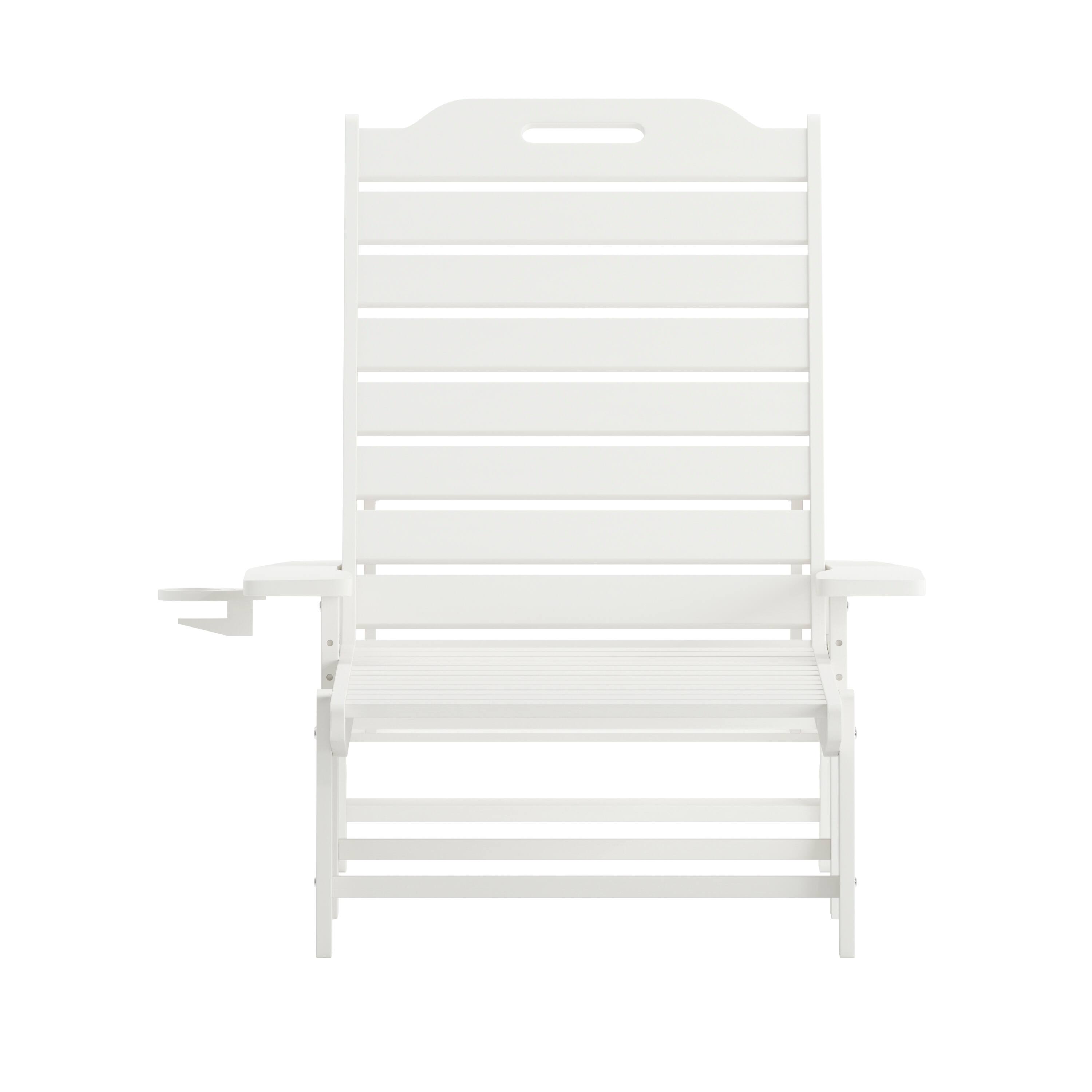 Alt View 10. Emma + Oliver - Ventura Set of 2 Poly Resin Adjustable Adirondack Lounger with Swivel Cup Holder for Indoor/Outdoor Use - White.