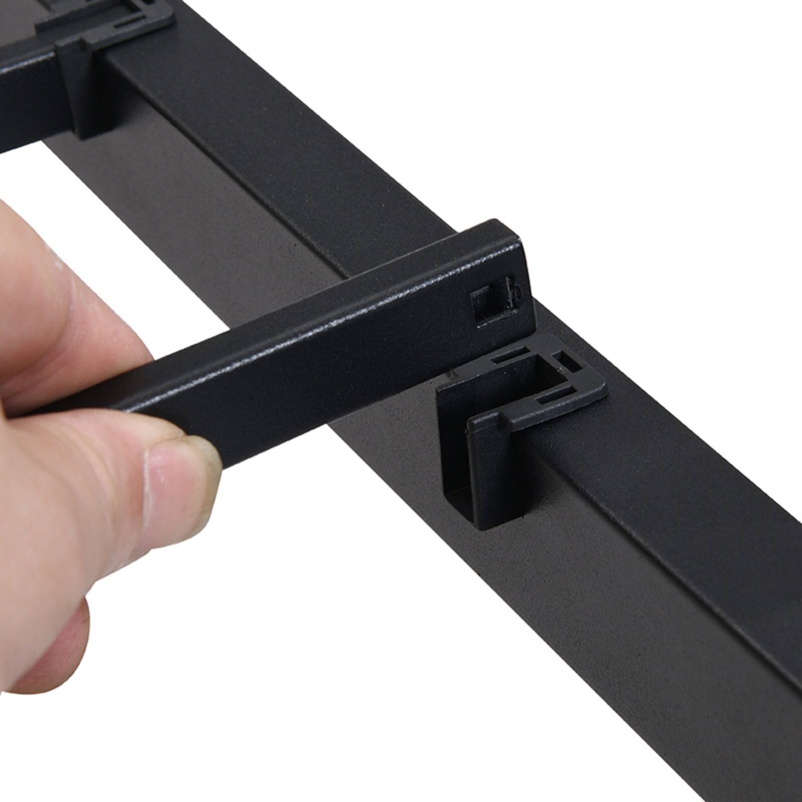 Alt View 8. Ecooso - Queen Bed Frame, Storage Headboard，Charging Station, Solid and Stable, Noise Free, No Box Spring Needed, Easy Assembly - Black+Brown.