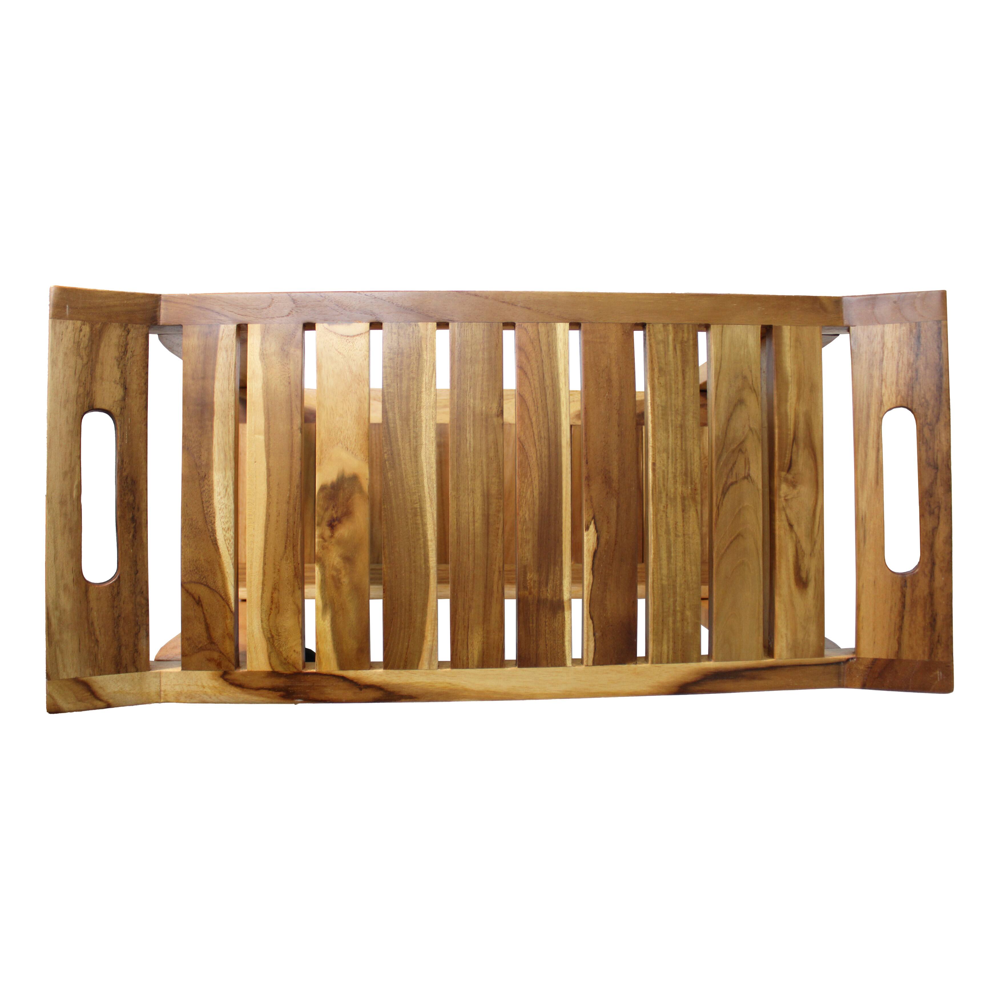 Back. EcoDecors - EcoDecors Tranquility 30" Shower Bench- Extended Height- 24" - Earthy Teak - EarthyTeak.