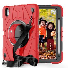 Dteck - Case for iPad A16 11th Gen 2025/10th Gen 10.9", Heavy Duty Shockproof Case with Rotate Hand Strap/Stand/Pencil Holder - Red