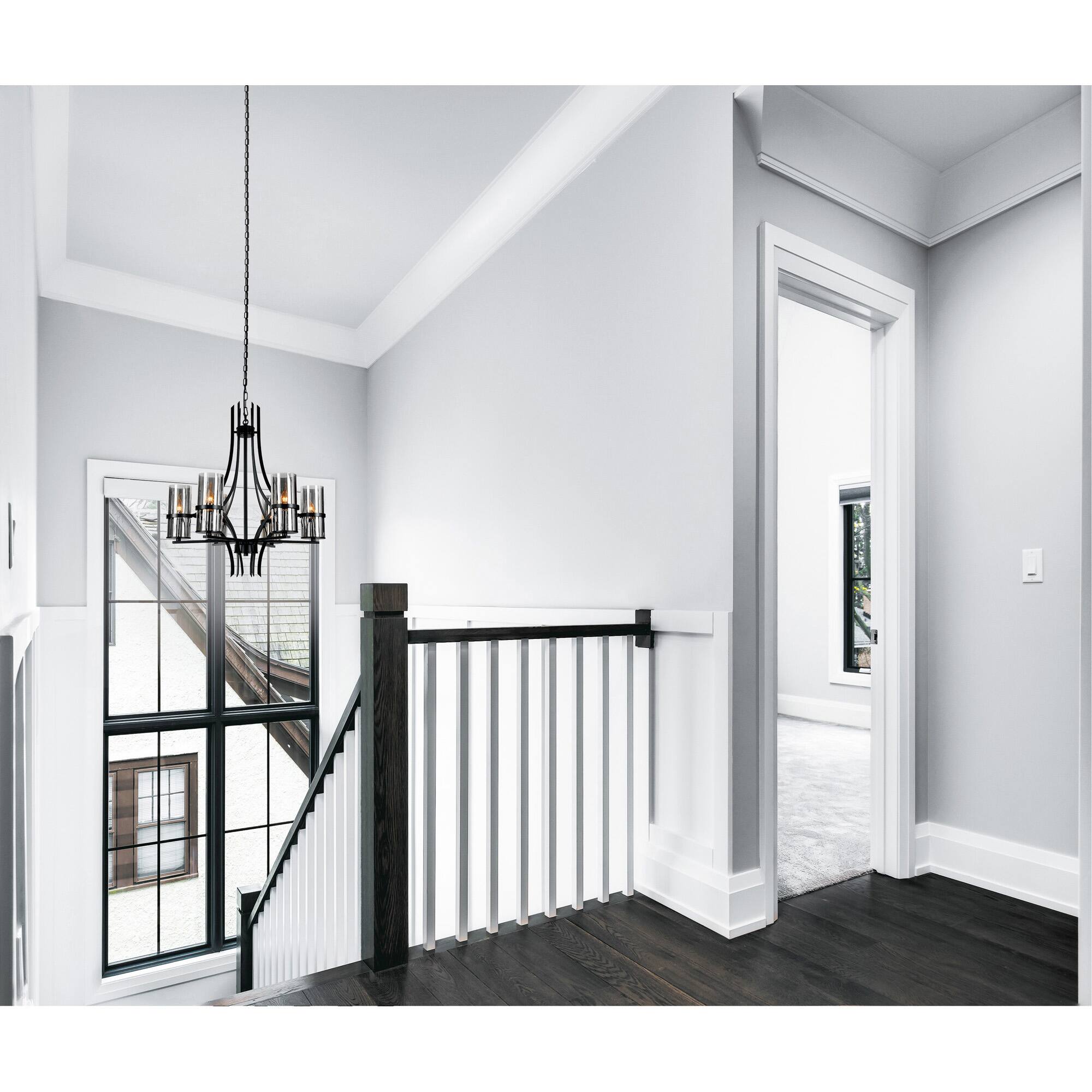 Angle. CWI Lighting - Vanna 6 Light Up Chandelier With Black Finish - Black.