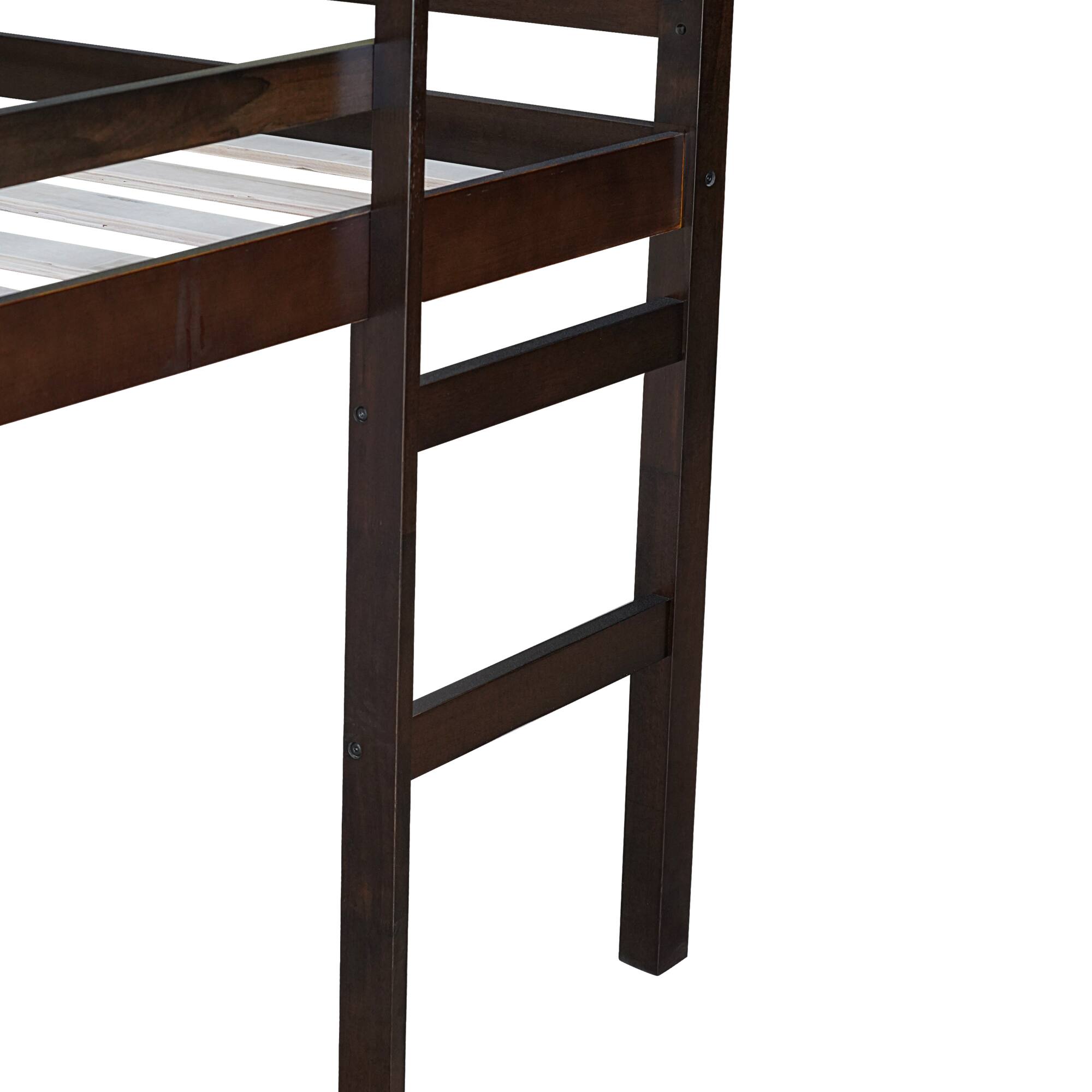 Angle. GOODSILO - Premium Full-Size Loft Bed with Ladder Designed for Space Optimization and Stylish Comfort - Espresso.